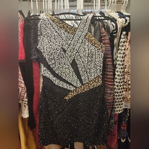 Black, White, And Gold Sequin Dress